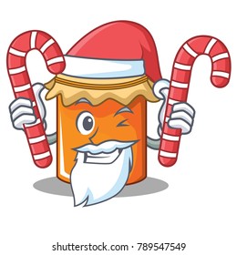 Santa with candy jam mascot cartoon style