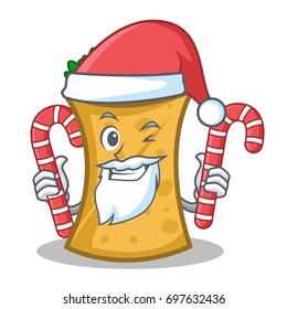 Santa with candy kebab wrap character cartoon