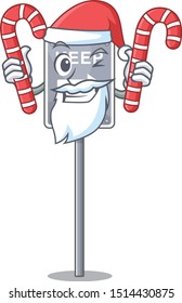 Santa with candy keep right on side road character