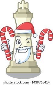 Santa with candy king chess in the cartoon shape