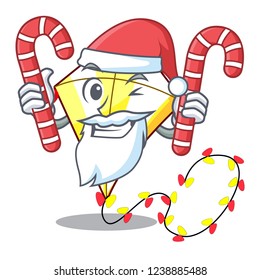 Santa with candy kite with on clouds shape character