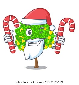 Santa with candy lemon tree in the pot character