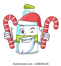 Santa with candy liquid soap in the cartoon shape