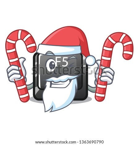 Santa with candy longest F5 button on cartoon keyboard