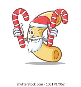 Santa with candy macaroni mascot cartoon style
