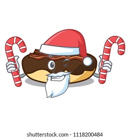Santa with candy maple bacon bar mascot cartoon