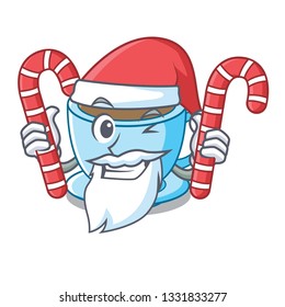 Santa with candy milk tea isolated with the mascot