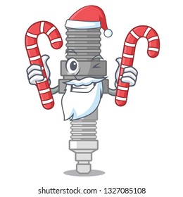 Santa with candy miniature spark plug in cartoon shape