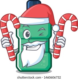 Santa with candy mouthwash above the a sink mascot