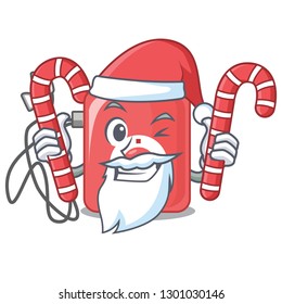 Santa with candy mp3 player isolated on with mascot