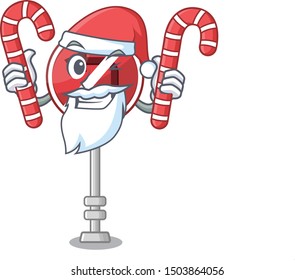 Santa with candy no left turn with the cartoon