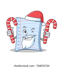 Santa with candy notebook character cartoon design