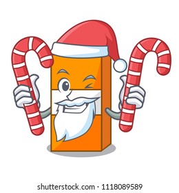 Santa with candy package juice mascot cartoon