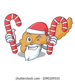 Santa with candy pancreas mascot cartoon style