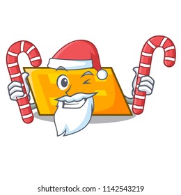 Santa with candy parallelogram mascot cartoon style