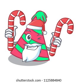 Santa with candy party hat mascot cartoon