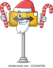Santa with candy pass on either side a mascot
