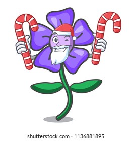 Santa with candy periwinkle flower mascot cartoon