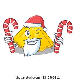 Santa with candy pineapple slices on a cartoon plate