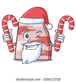 Santa with candy pork lard mascot cartoon