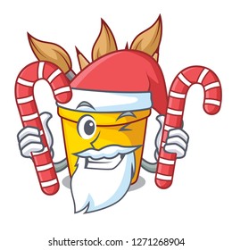 Santa with candy pot pencil in shape cartoon funny