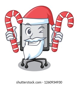 Santa with candy presentation board Isolated on a mascot
