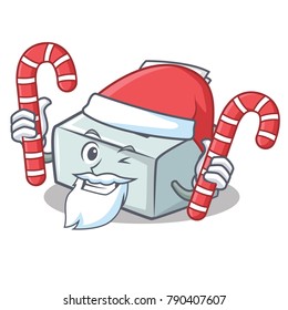 Santa with candy printer mascot cartoon style