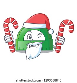 Santa with candy protractor isolated in the a cartoons