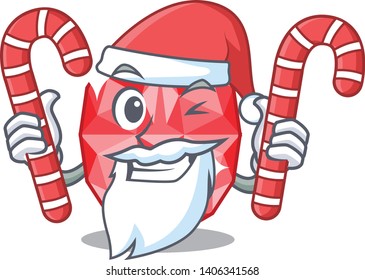 Santa with candy ruby gems in the mascot shape