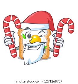 Santa with candy sandwich with egg isolated in mascot