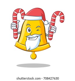 Santa with candy school bell character cartoon