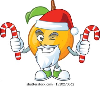 Santa with candy seeds nutmeg cartoon on white background