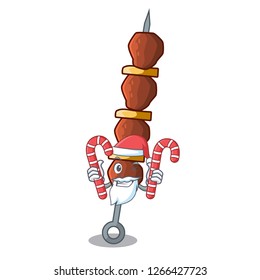 Santa with candy shish chicken isolated on in mascot