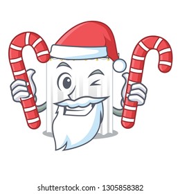 Santa with candy shower curtains isolated with the cartoons