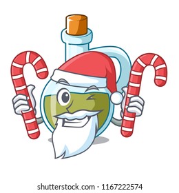 Santa with candy small bottle of olive oil mascot