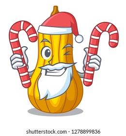 Santa with candy squash in a mascot fruit basket