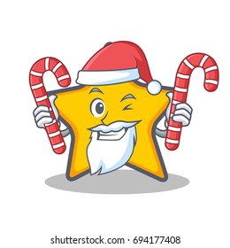 Santa with candy star character cartoon style