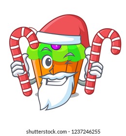 Santa with candy tasty lemon capcake with cartoon funny