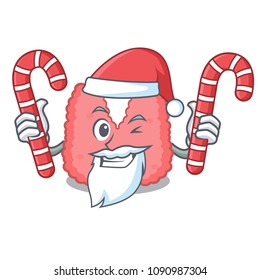 Santa with candy thyroid mascot cartoon style