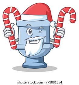 Santa with candy toilet character cartoon style