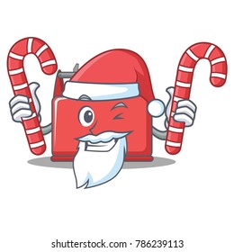 Santa with candy tool box character cartoon