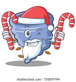 Santa with candy tornado character cartoon style