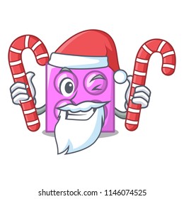 Santa with candy toy brick mascot cartoon