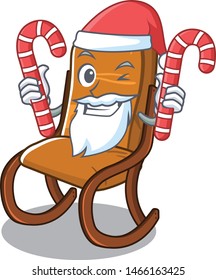 Santa with candy toy rocking chair above cartoon table