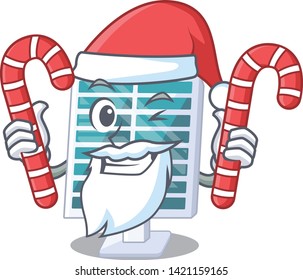 Santa with candy toy solar panels in the character
