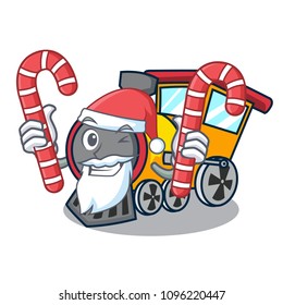 Santa with candy train mascot cartoon style