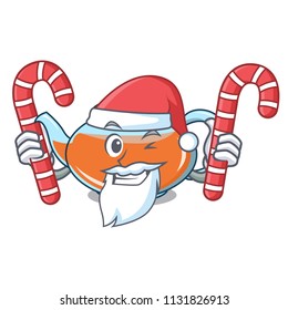 Santa with candy transparent teapot character cartoon