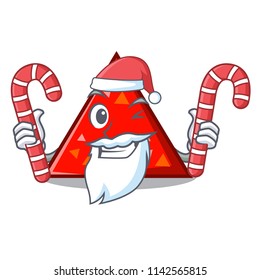 Santa with candy triangel mascot cartoon style