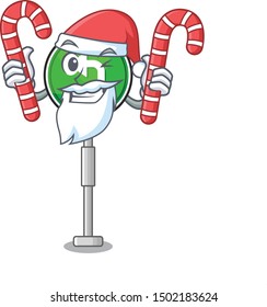 Santa with candy turn left the on a character