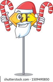 Santa with candy u turn sign isolated the character